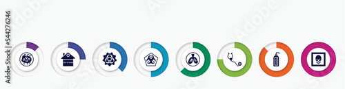 infographic element with filled icons. included influenza, stay at home, contagious, , respiratory, stethoscope, liquid soap, skull
