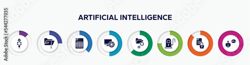 infographic element with artificial intelligence filled icons. included connectivity, compressed file, spreedsheet, computer tings, folder management, electric station, encrypted data, prediction