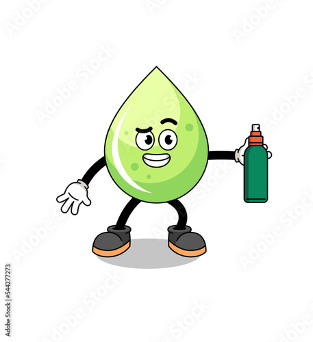 melon juice illustration cartoon holding mosquito repellent