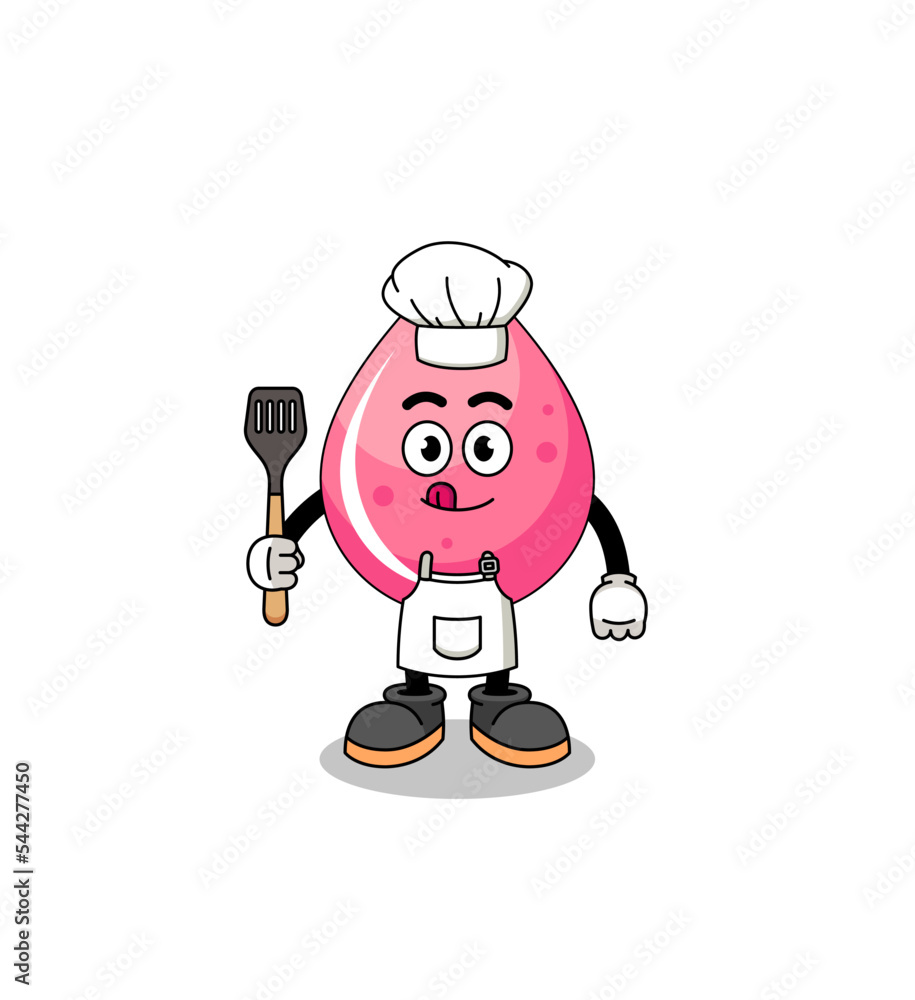 Mascot Illustration of strawberry juice chef