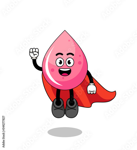 strawberry juice cartoon with flying superhero