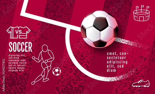 Soccer Template design , Football banner, Sport layout , red Theme, vector