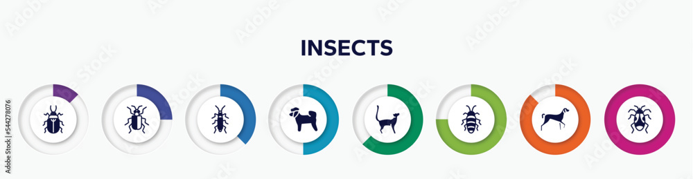 infographic element with insects filled icons. included pollen beetle ...
