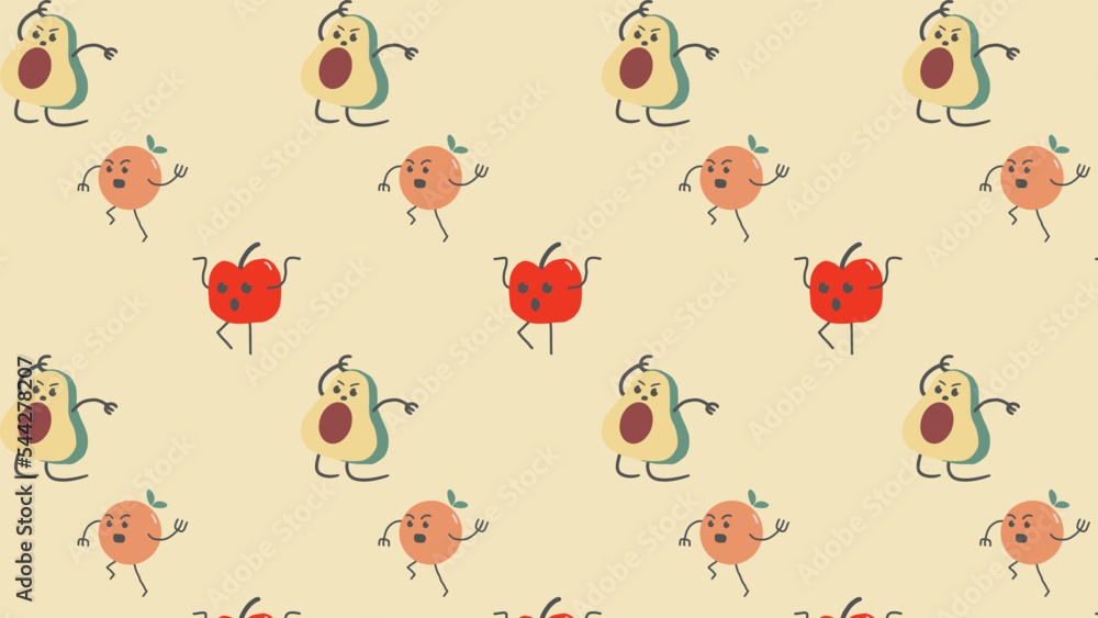 fruit doodle patern design vector background fruit doodle patern design vector background