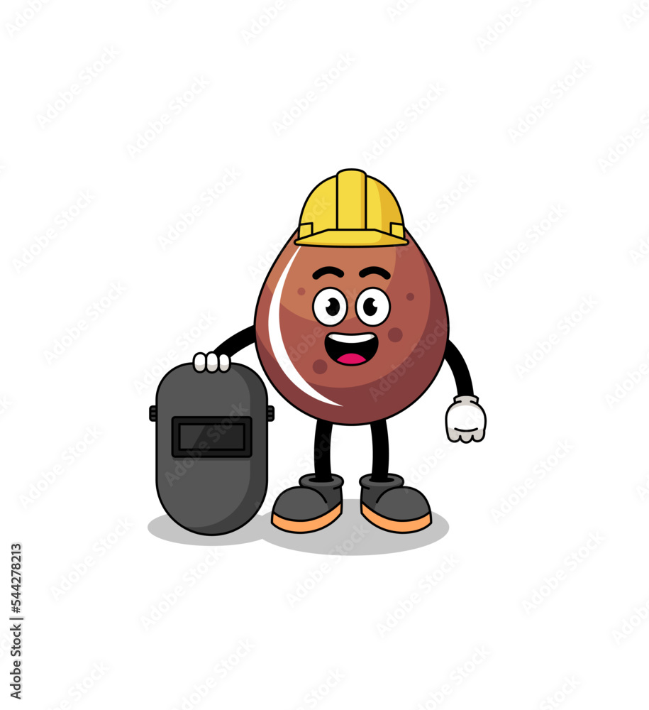 Mascot of chocolate drop as a welder Mascot of chocolate drop as a welder