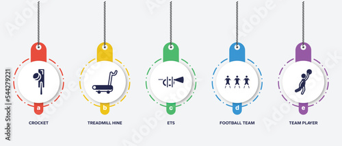 infographic element template with basketball filled icons such as crocket, treadmill hine, ets, football team, team player vector.