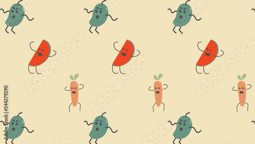 fruit doodle patern design vector background