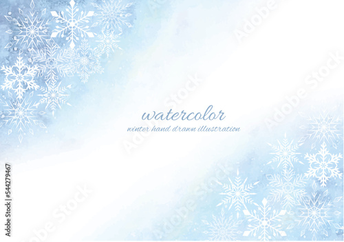 雪の結晶の水彩背景