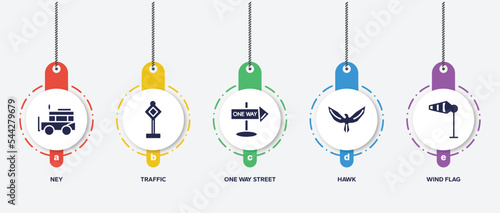 infographic element template with airport filled icons such as ney, traffic, one way street, hawk, wind flag vector.