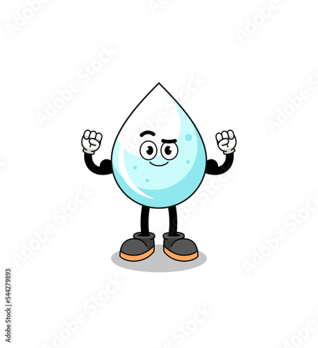 Mascot cartoon of milk drop posing with muscle
