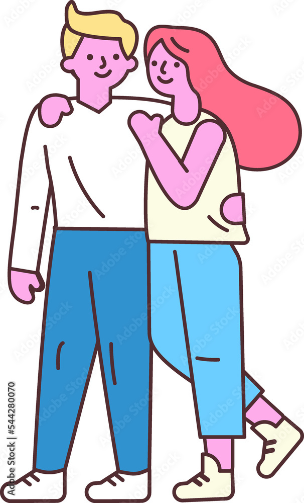 Cartoon handdrawn line art couple Cartoon handdrawn line art couple