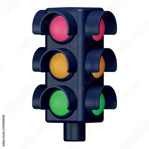 Traffic light 3d rendering isometric icon.