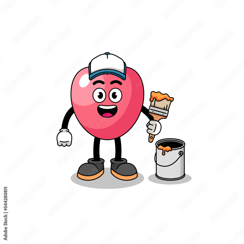 Obraz premium Character mascot of heart symbol as a painter