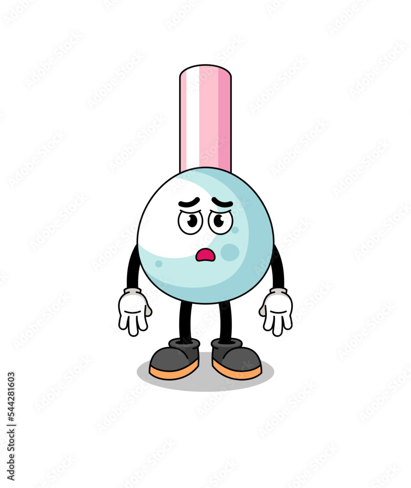 cotton bud cartoon illustration with sad face cotton bud cartoon illustration with sad face