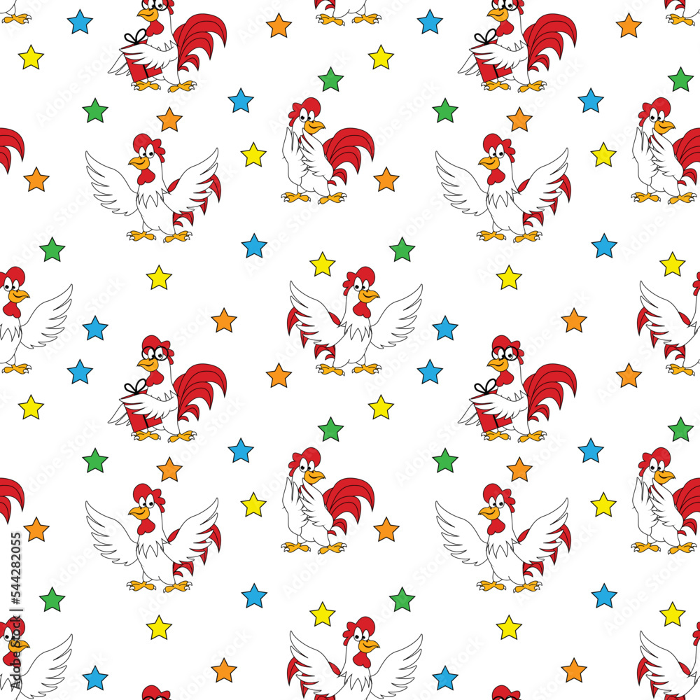 cute rooster cartoon pattern graphic
