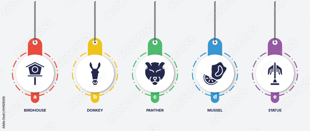 infographic element template with city park filled icons such as birdhouse, donkey, panther, mussel, statue vector. infographic element template with city park filled icons such as birdhouse, donkey, panther, mussel, statue vector.