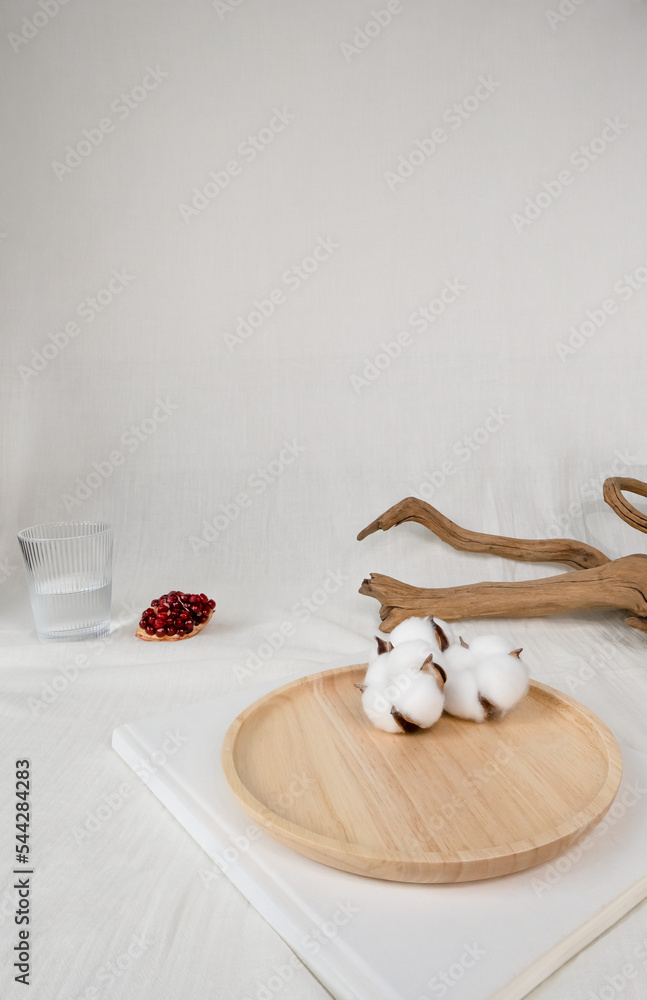 Pomegranate and stuff on fabric, minimal scandinavian theme Pomegranate and stuff on fabric, minimal scandinavian theme