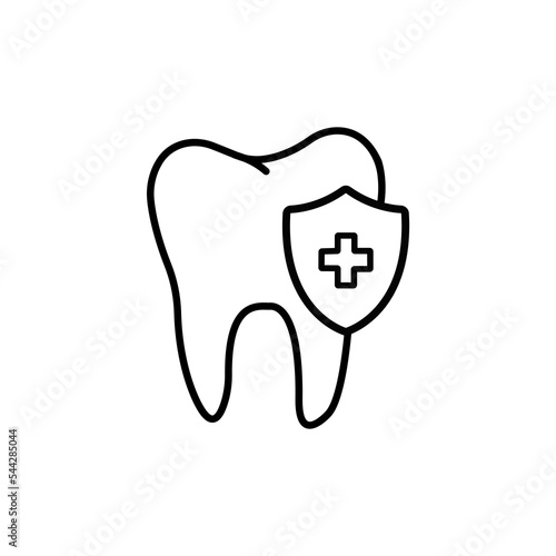 Dental Care icon. Dental Shield Tooth Protection. Healthy teeth and shield, anti-caries and protection bacteria.
