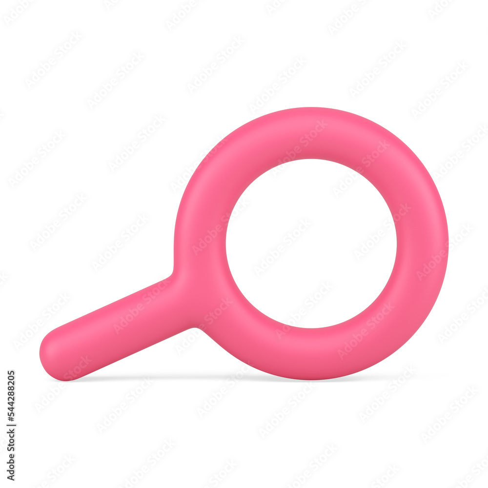 Bright pink horizontal magnifying glass education science exploration realistic 3d icon Bright pink horizontal magnifying glass education science exploration realistic 3d icon