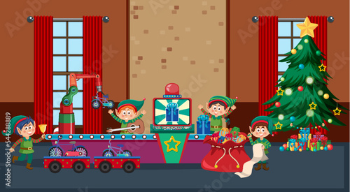 Elves making Christmas presents