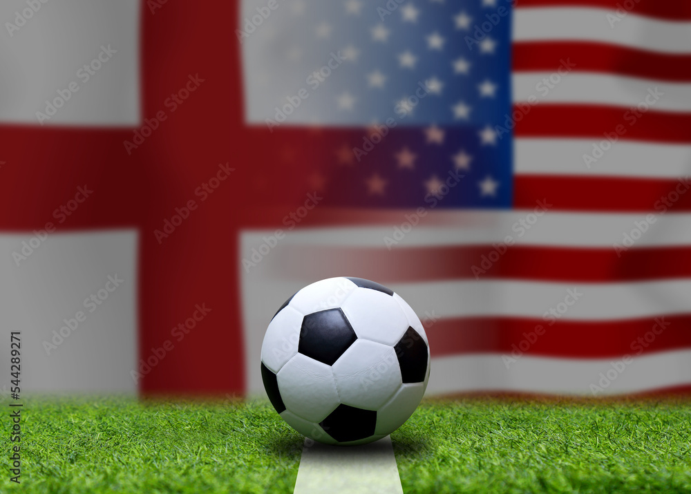 Naklejka premium Football Cup competition between the national England and national America.