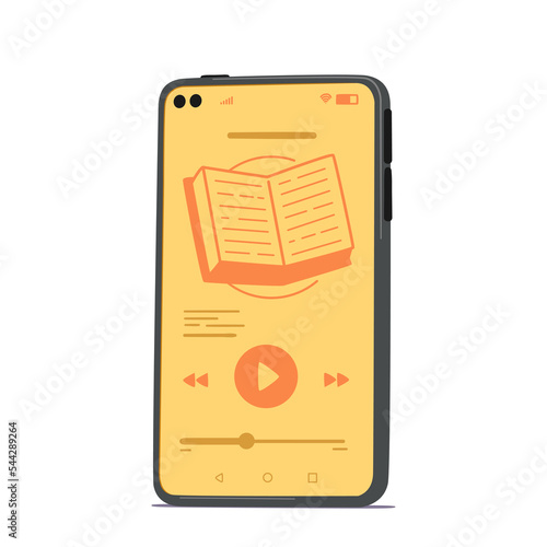 Smartphone With Application For Listening Audio Books On Screen. Online Library, App For Studying And Listen Audiobook