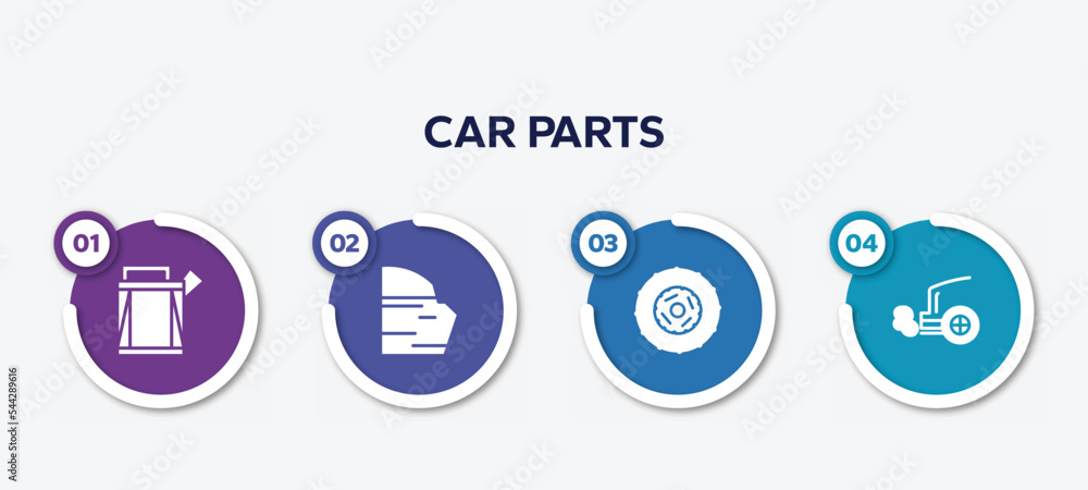 infographic element template with car parts filled icons such as car petrol tank, car trim, clutch, exhaust vector. infographic element template with car parts filled icons such as car petrol tank, car trim, clutch, exhaust vector.