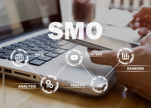 SMO social media optimization, internet marketing and online marketing idea photo