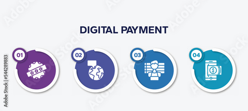 infographic element template with digital payment filled icons such as best price, breaking, suspect, withdraw vector.