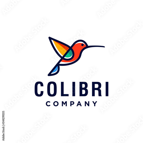 colibri bird logo. abstract hummingbird icon logo vector illustration in trendy line outline art style