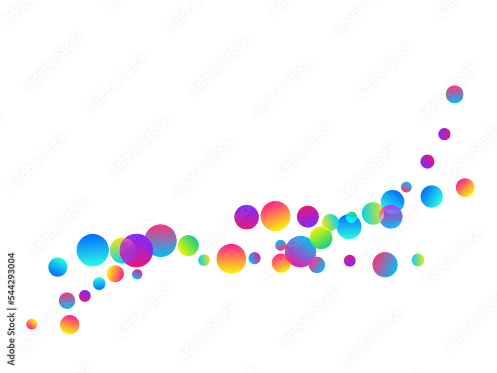 Magic flying confetti scatter vector illustration. Rainbow round elements birthday decor. Surprise burst falling confetti. Holiday celebration decoration background. Fun greeting.