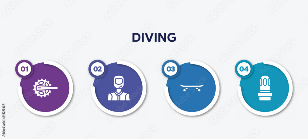 infographic element template with diving filled icons such as crank, drivers, longboard, led strobe vector. infographic element template with diving filled icons such as crank, drivers, longboard, led strobe vector.