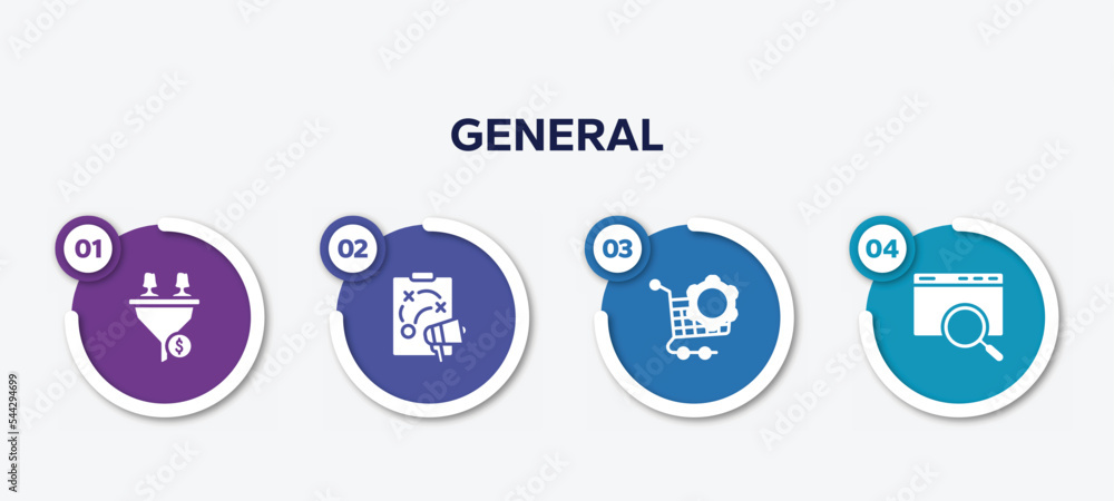infographic element template with general filled icons such as lead conversion, marketing plan, procurement, sem vector. infographic element template with general filled icons such as lead conversion, marketing plan, procurement, sem vector.