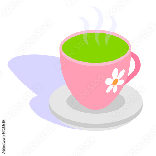 Warm Spiced Vanilla Tea Concept, Vector isometric Icon Design, Winter Season activities Symbol, Coldest Weather Sign, Snow and frost Stock Illustration