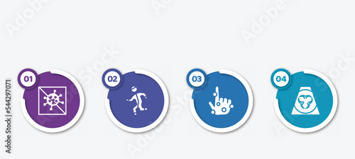 infographic element template with filled icons such as antiviral, physical, rash, contaminated vector.