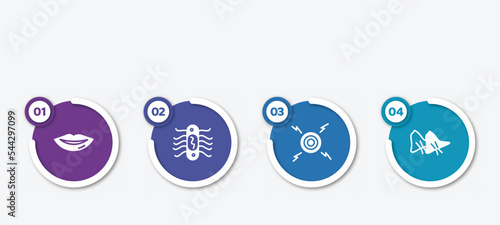 infographic element template with filled icons such as lips, e coli, pain, smallpox vector.