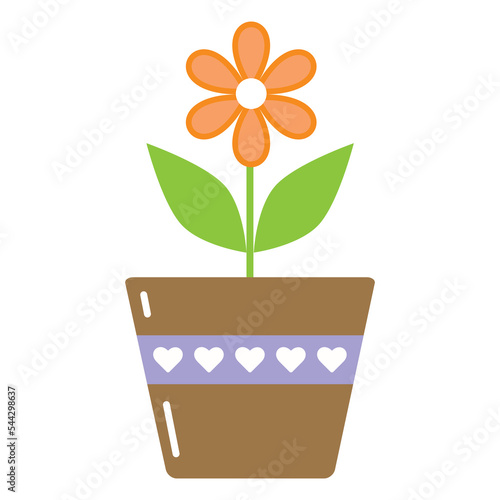 a single vector clipart flower in a pot. Multicolored house plant ,simple flat style illustration.