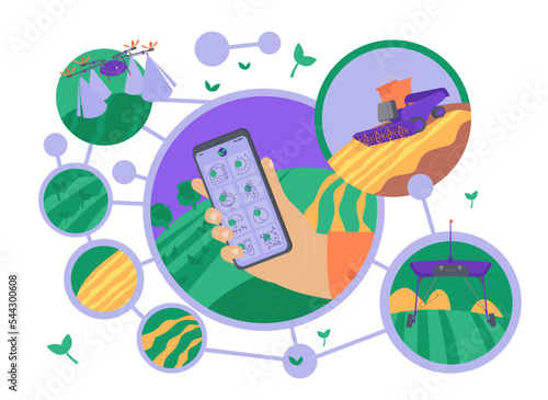 Smart farming with agricultural app controlling the process.