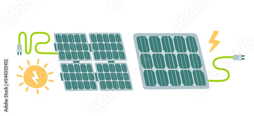 Set of solar panels, alternative renewable energy, solar energy, technological solar panels, vector 