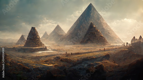Mysterious pyramids ancient civilization illustration art