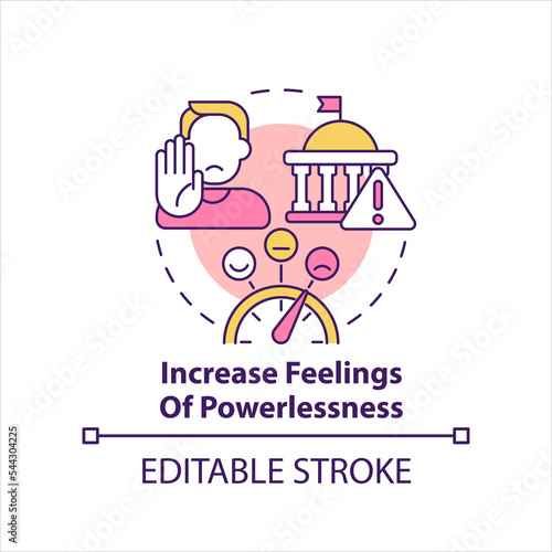Increase feelings of powerlessness concept icon. Ineffective convincement abstract idea thin line illustration. Isolated outline drawing. Editable stroke. Arial, Myriad Pro-Bold fonts used
