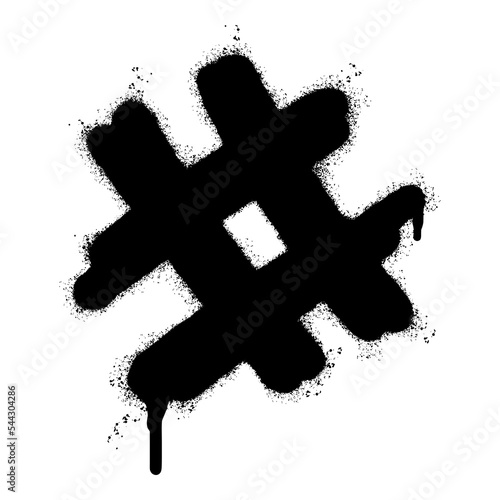 Spray Painted Graffiti hashtag icon Sprayed isolated with a white background. graffiti hash tag with over spray in black over white. Vector illustration.