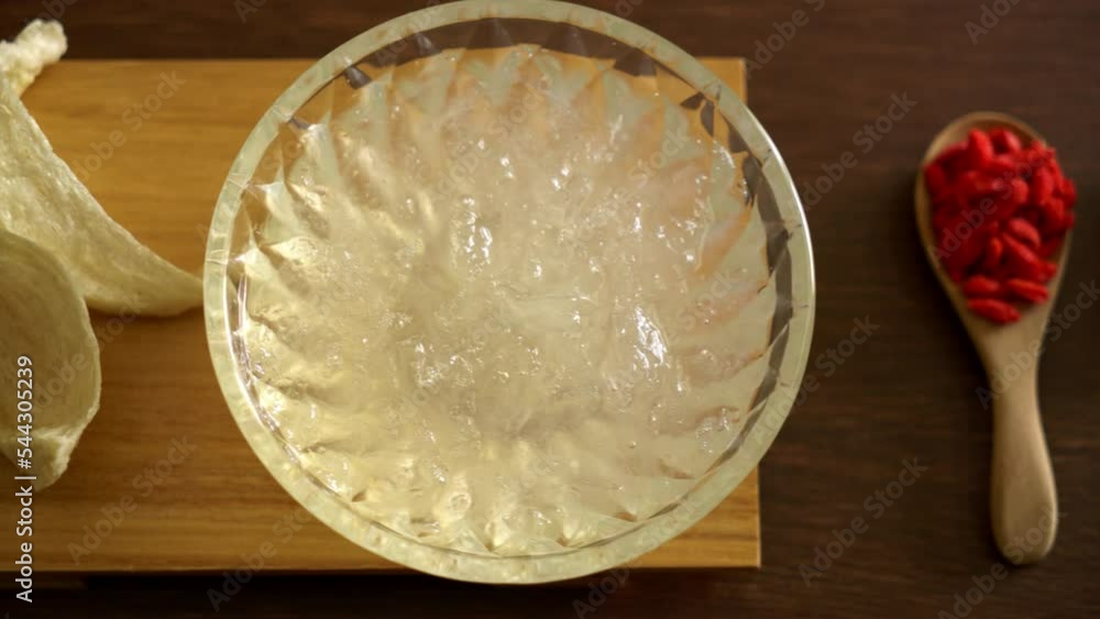 Edible bird's nest soup in glass bowl - Healthy food style Edible bird's nest soup in glass bowl - Healthy food style