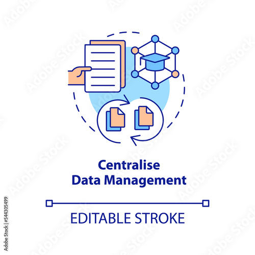 Centralise data management concept icon. Benefit of industry specific ERP abstract idea thin line illustration. Isolated outline drawing. Editable stroke. Arial, Myriad Pro-Bold fonts used