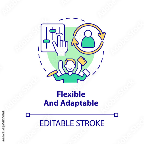 Flexible and adaptable concept icon. Advantage of non formal education abstract idea thin line illustration. Isolated outline drawing. Editable stroke. Arial, Myriad Pro-Bold fonts used