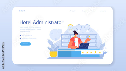Hotel administrator web banner or landing page. Tourism service,