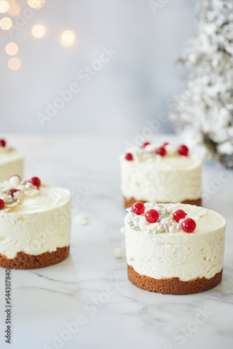 Christmas dessert with mini cheesecakes