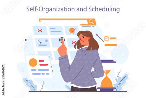 Soft skills concept. Business people or employee with self organization