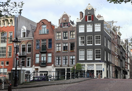Amsterdam Leliegracht Canal Street View with Traditional House Facades, Netherlands