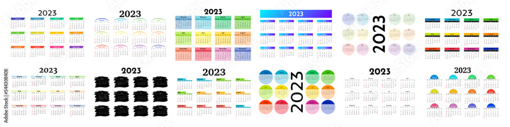 Calendar for 2023 isolated on a white background Calendar for 2023 isolated on a white background